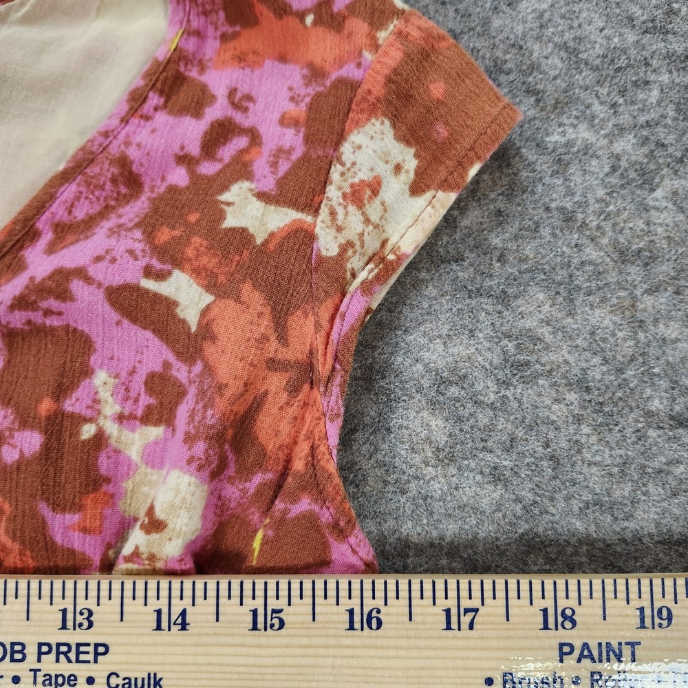 Eddie Bauer‎ A-line Dress Women P12 Pink Orange Cap Sleeve Beachy Boho Floral - Picture 4 of 12
